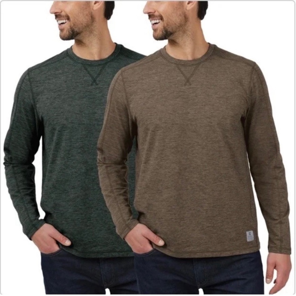 NWT Men's Rugged Elements 2 Pack Suedes Long Sleeve Crew Shirt Size S